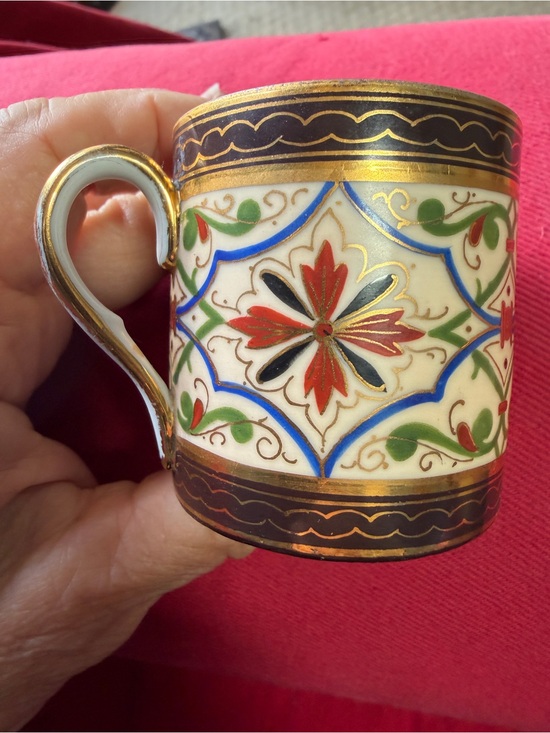 Other - Antique Decorative Hand-Painted Demitasse Cup with Gold Trim
